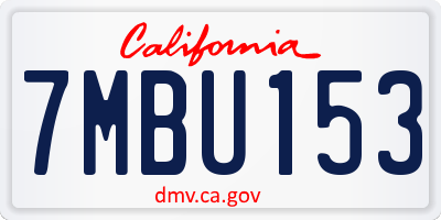 CA license plate 7MBU153
