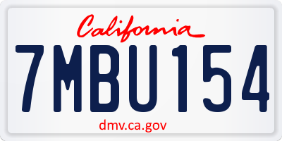 CA license plate 7MBU154
