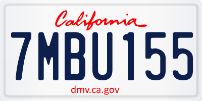 CA license plate 7MBU155