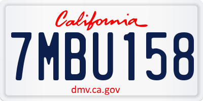 CA license plate 7MBU158