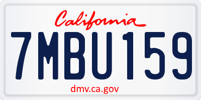 CA license plate 7MBU159