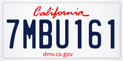 CA license plate 7MBU161