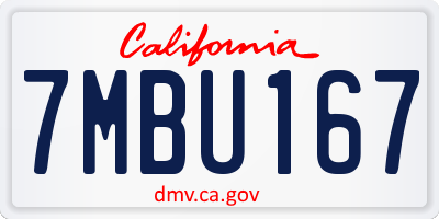 CA license plate 7MBU167