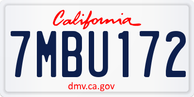 CA license plate 7MBU172