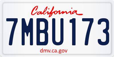 CA license plate 7MBU173