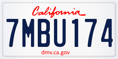 CA license plate 7MBU174