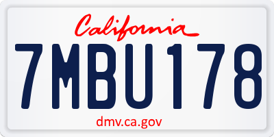 CA license plate 7MBU178