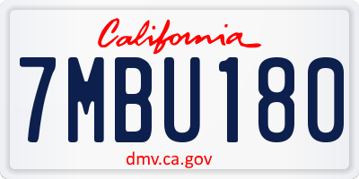 CA license plate 7MBU180
