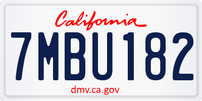 CA license plate 7MBU182