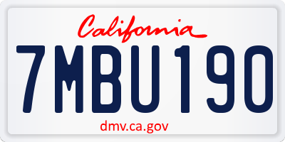 CA license plate 7MBU190