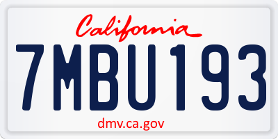 CA license plate 7MBU193