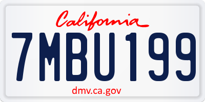CA license plate 7MBU199