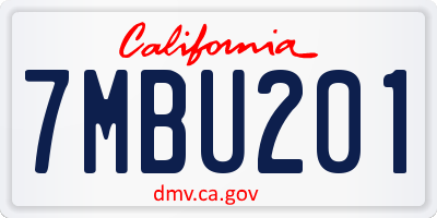 CA license plate 7MBU201