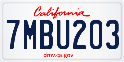 CA license plate 7MBU203