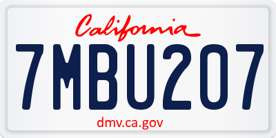 CA license plate 7MBU207