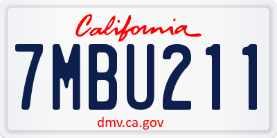 CA license plate 7MBU211
