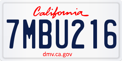 CA license plate 7MBU216