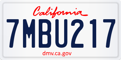 CA license plate 7MBU217