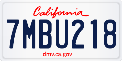 CA license plate 7MBU218