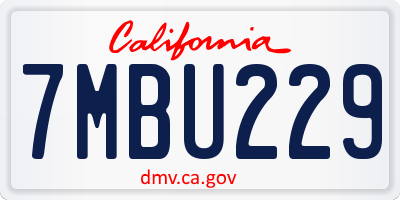 CA license plate 7MBU229