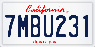 CA license plate 7MBU231