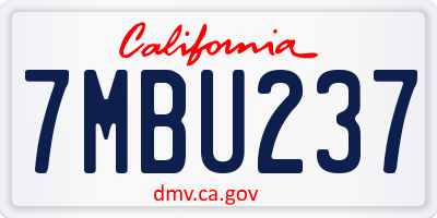 CA license plate 7MBU237