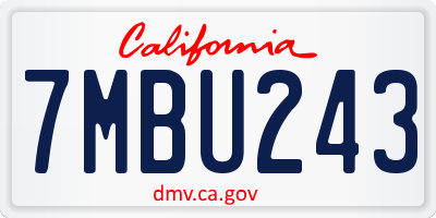 CA license plate 7MBU243