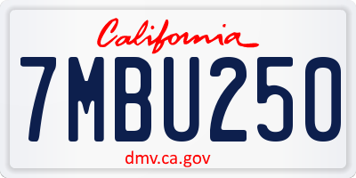 CA license plate 7MBU250