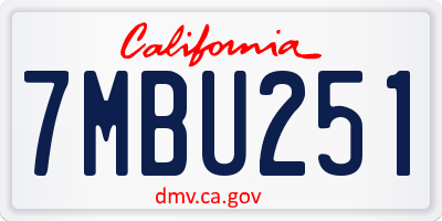 CA license plate 7MBU251