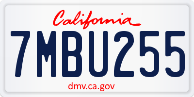 CA license plate 7MBU255