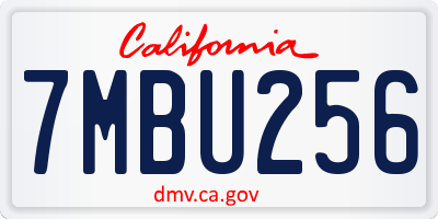 CA license plate 7MBU256