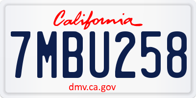 CA license plate 7MBU258