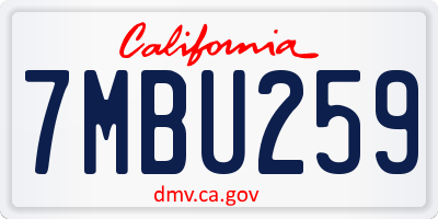 CA license plate 7MBU259