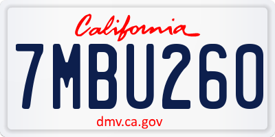 CA license plate 7MBU260