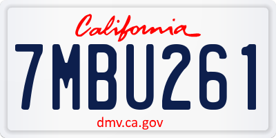 CA license plate 7MBU261