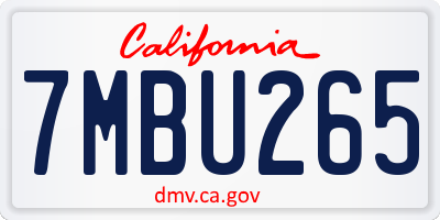 CA license plate 7MBU265