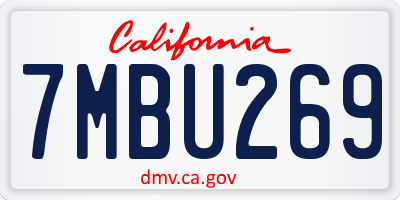 CA license plate 7MBU269