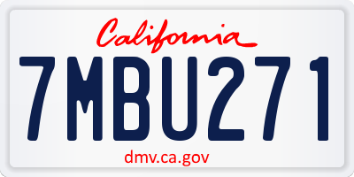 CA license plate 7MBU271