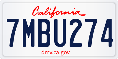 CA license plate 7MBU274