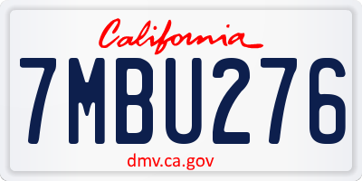 CA license plate 7MBU276