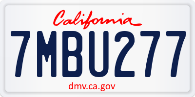 CA license plate 7MBU277