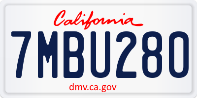 CA license plate 7MBU280