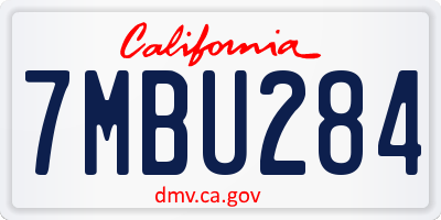 CA license plate 7MBU284