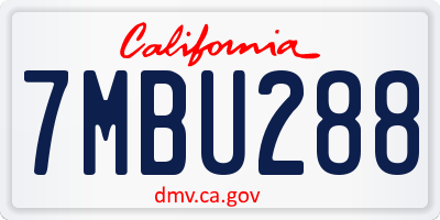 CA license plate 7MBU288