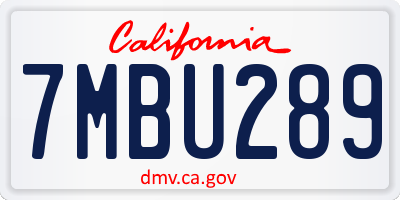 CA license plate 7MBU289