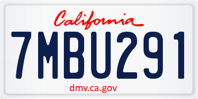 CA license plate 7MBU291