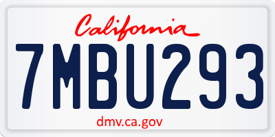 CA license plate 7MBU293