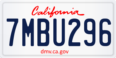 CA license plate 7MBU296