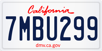 CA license plate 7MBU299