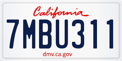 CA license plate 7MBU311